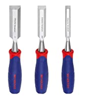 WORKPRO 3 piezas-Juego de Cinceles para Carpintería Formones de Madera CR-V Corte Lateral Mango Cómodo